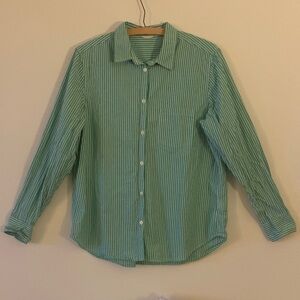 GAP Teal Striped Button-Down Shirt
